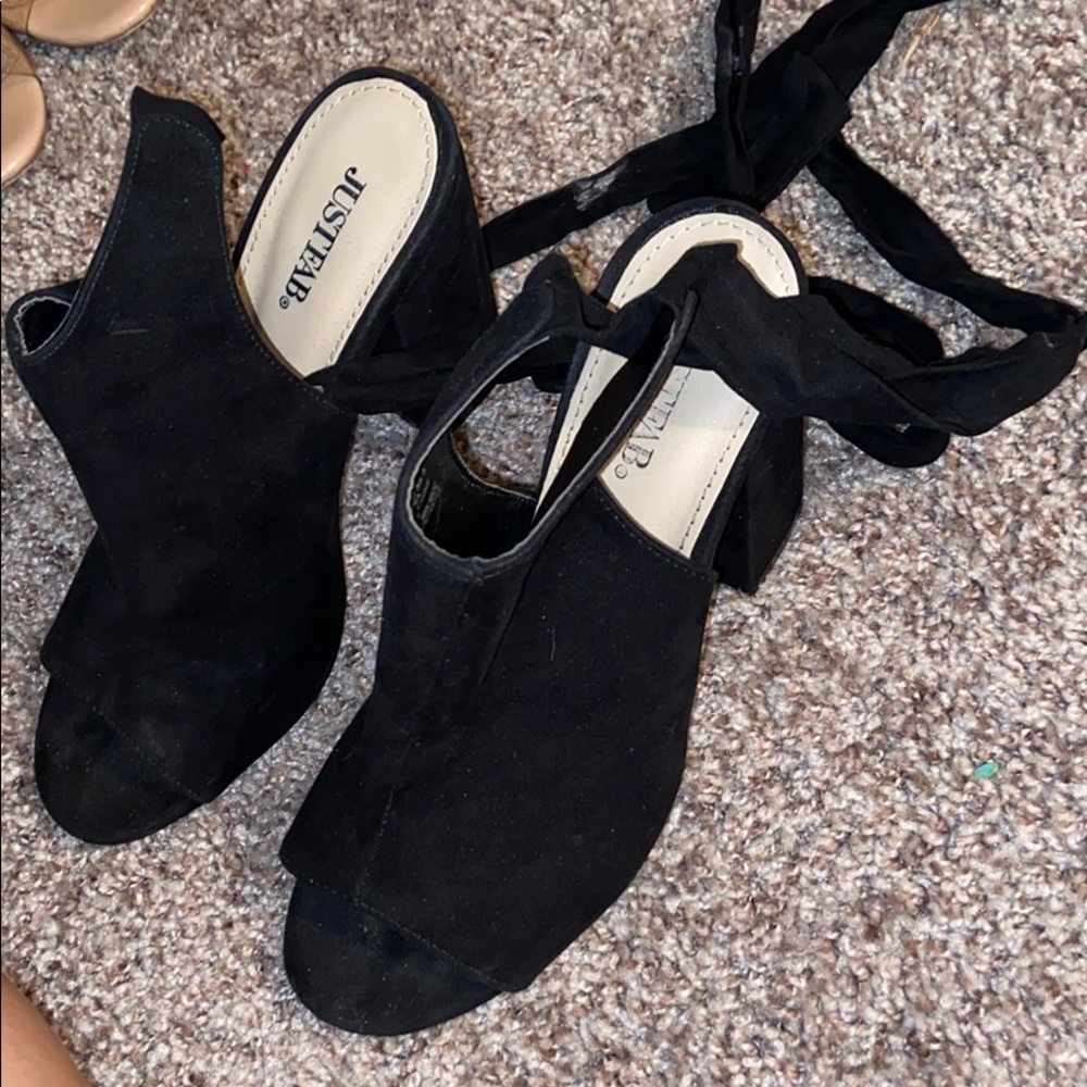Black open toed booties